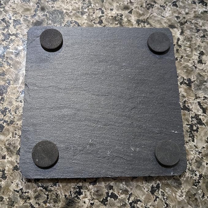 Personalized Monogram Family Coasters, Natural Stone Set, Birthday, Wedding, Customized, Rustic - Square Slate - Set of 8