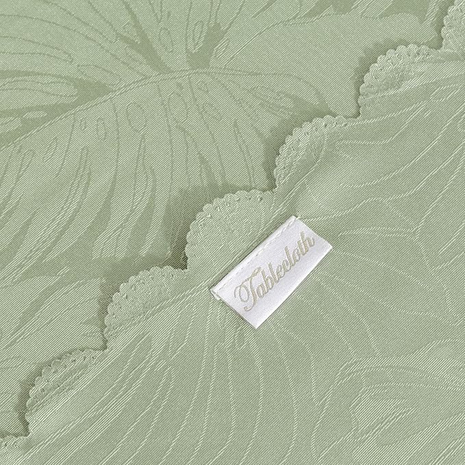 Rectangle Tablecloth Jacquard Green Table Cloths Waterproof Washable Leaves Soft Woven Fabric Farmhouse Table Cover for Kitchen Dining Outdoor Birthday Party Banquet Decor (60x120In)