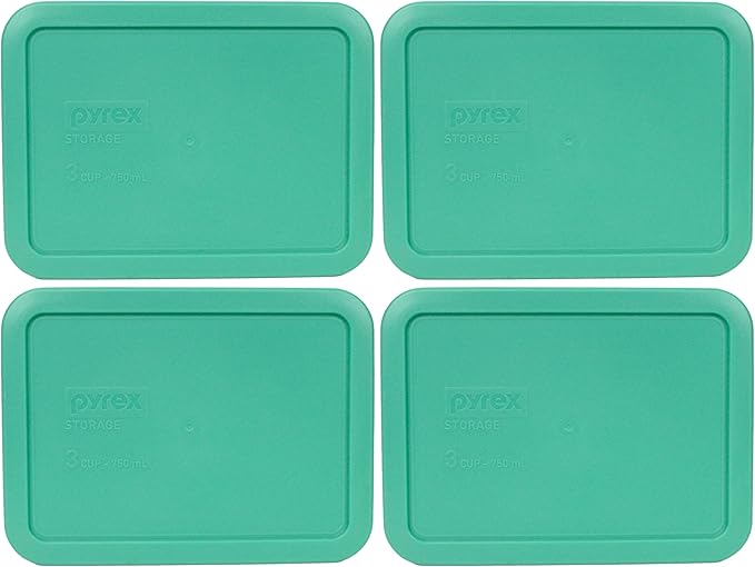 Pyrex 7210-PC 3-Cup Light Green Food Storage Replacement Lid (4-Pack) - Made in USA