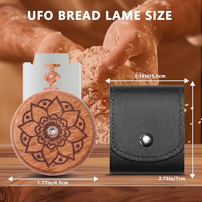 UFO Bread Lame Cutter for Homemade Sourdough,Bread Scorer Tool for Sourdough with 5 Blades and Case,Slashing Tool Bread Cutting Knife for Artisan Bread and Baguette Makers,Lotus-black