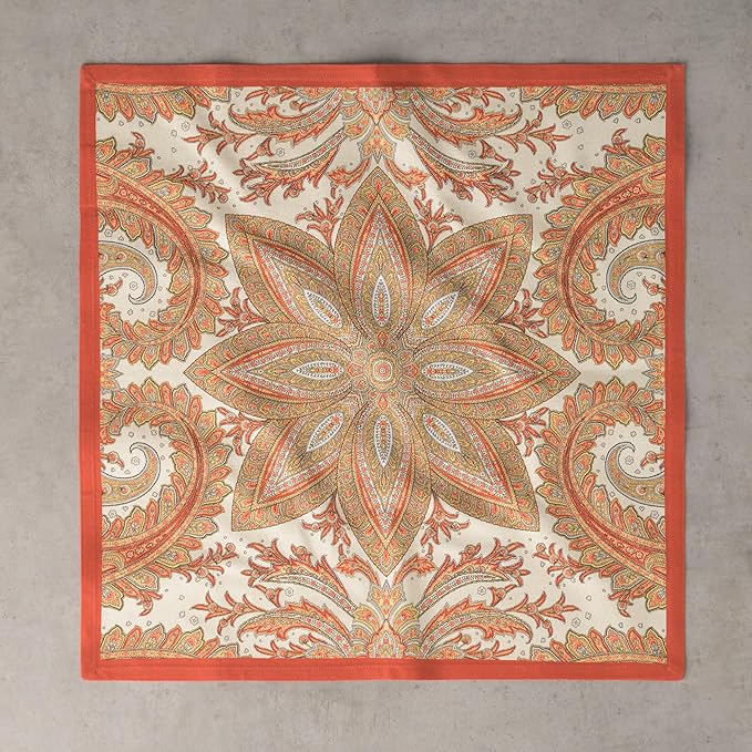 Maison d' Hermine Cloth Napkins Set of 4 100% Cotton Everyday Reusable Square Napkins Cloth Washable, Dinner, Party, Wedding, Restaurant (Kashmir Paisley, 20" x 20")