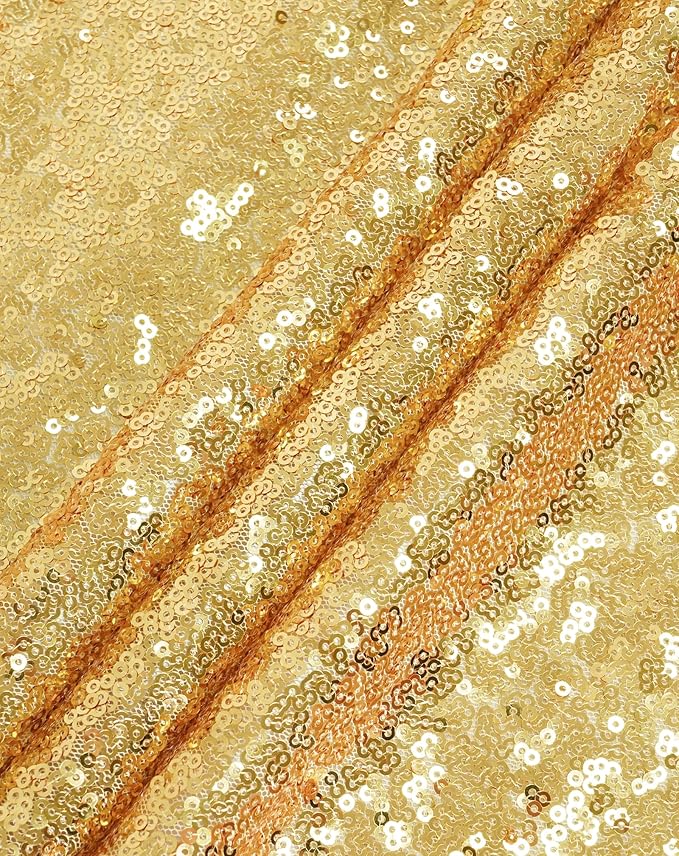 Eternal Beauty Gold Tablecloth, 50x50 Inch Sequin Square Table Cover for Valentines Cake Dessert Exhibition Party Birthday Events