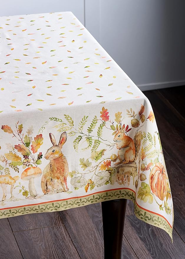 Maison d' Hermine Table Cloth Square Table 100% Cotton 60 x 60 Inches Fall Tablecloth Reusable Everyday Use for Thanksgiving Christmas Decorations Dining Farmhouse Party (Pumpkin Passion)