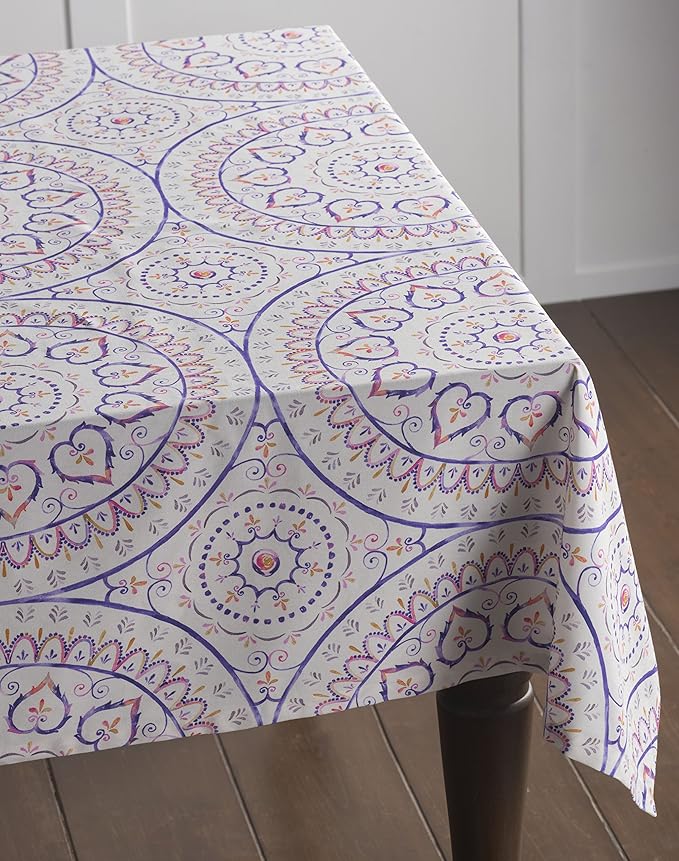 Maison d' Hermine Table Cloth Square Table 100% Cotton 60 x 60 Inches Tablecloth Reusable Decorative for Dining Room Farmhouse Home Valentines Day Decorations Spring Summer - Mandala