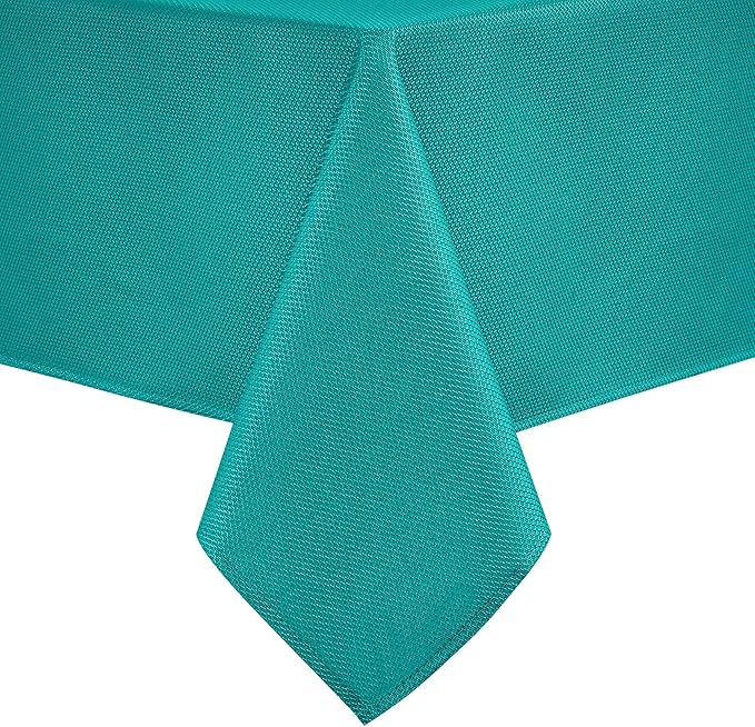 Hiasan 54 X 54 Inch Square Textured Tablecloth - Waterproof Spillproof Antiwrinkle Jacquard Table Cloth for Kitchen and Dining Dinner, Outdoor Picnic, Holiday and Parties, Turquoise