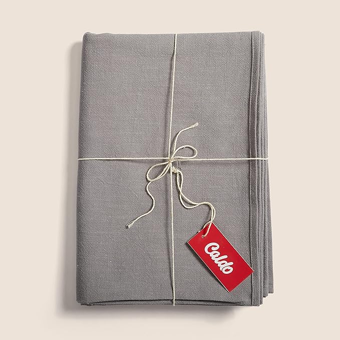 Caldo Rectangle Linen Tablecloth (Pewter)