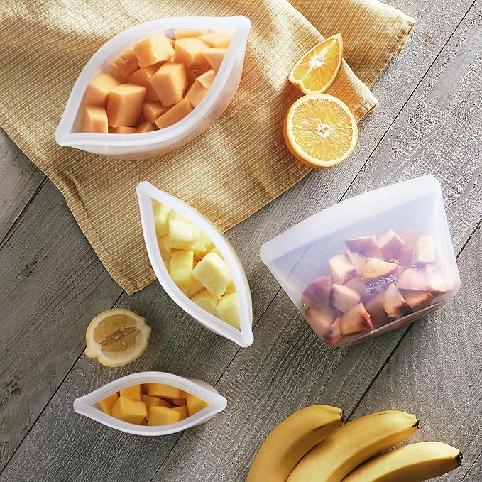 Stasher Silicone Reusable Storage Bag, 6-Cup Bowl, Reusable Freezer Bag, Microwave, Dishwasher, Oven Safe, Sous Vide, Premium Lunch Container, Eco Friendly, Food Storage Bag, Snack Bag, 48 oz, Clear