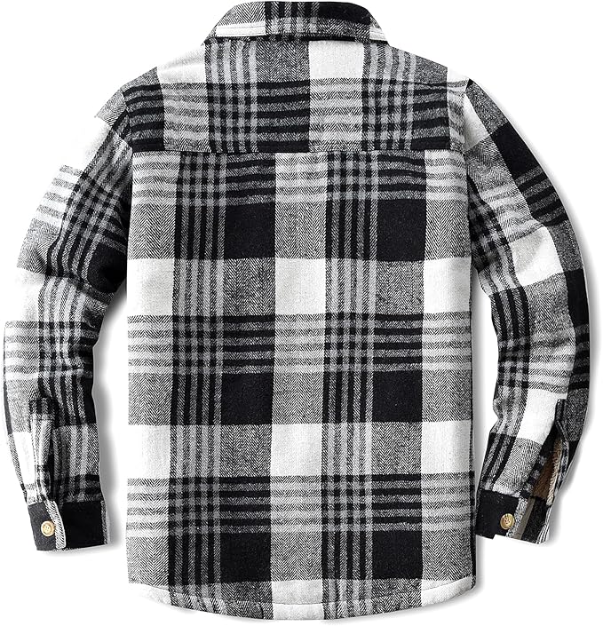 Men's Cotton Sherpa Lined Button Down Flannel Shirt Jacket Plaid Soft Outdoor Flannel Jacket Shirt