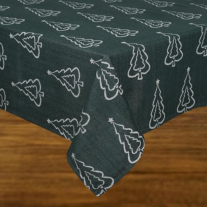 Urban Villa Table Cloth for Cristmas Tabletop Cover Kitchen Dining Tablecloth 100% Cotton Great Parties Wedding Holiday Jacquard Tree Rectangle 60X102 Inches 8-10 Seats Table Cloth