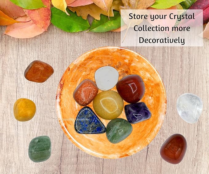 Golden Quartz Crystal Bowl - 3 Inch Decorative Bowls for Room and Home Decor - Gemstone Healing Crystals for Elegant Display, Positive Energy Balance and Gift