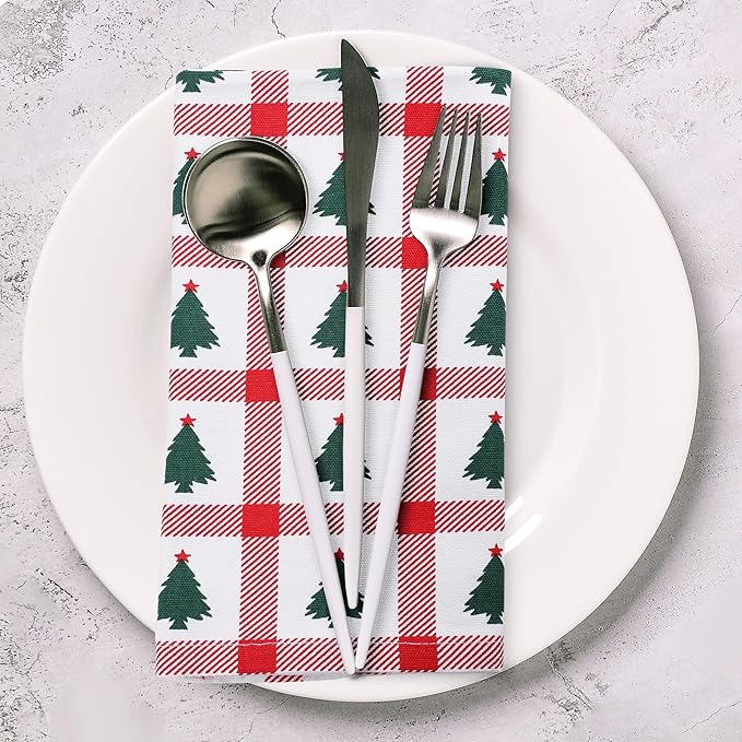 Urban Villa Cloth Napkins Set of 12(20x20)100% Cotton Dinner Napkins Cloth Washable Soft Durable Reusable Absorbent Napkins Ideal for Farmhouse Parties Hotel Lunch Restaurant Dinner Napkins-Tree Print
