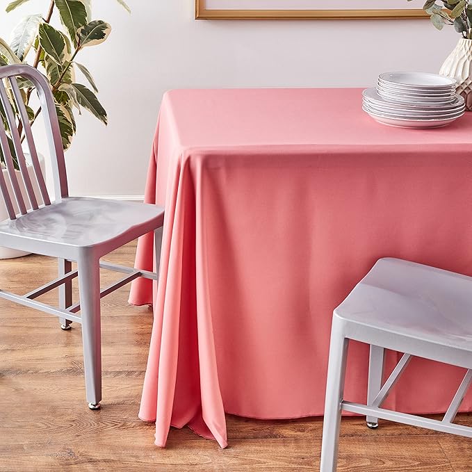 LA Linen Polyester Poplin Washable Rectangular Tablecloth, Stain and Wrinkle Resistant Table Cover Fabric Table Cloth for Dinning, Kitchen, Party, Holiday 90 by 132-Inch, Dusty Rose 90 in x 132 in