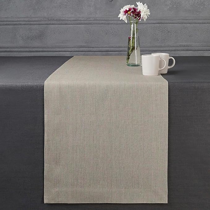 D'Moksha Homes Linen Natural Table Runner 120 Inches Long - 100% Pure Linen Dining Table Runner 14 x 120 Inch for Valentines, Spring, Easter - Machine Washable