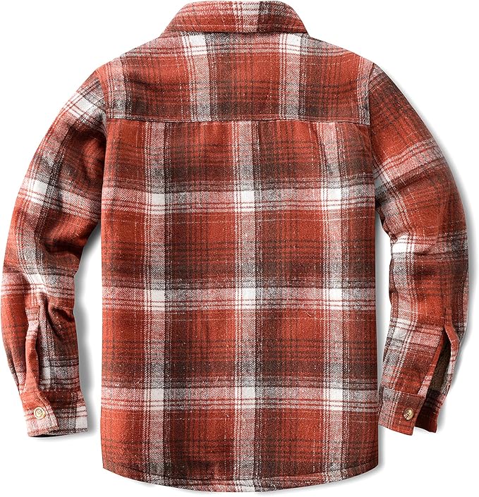 Men's Cotton Sherpa Lined Button Down Flannel Shirt Jacket Plaid Soft Outdoor Flannel Jacket Shirt