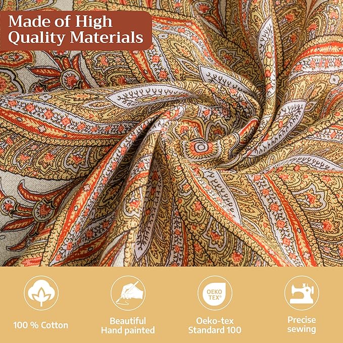 Maison d' Hermine Table Cloth Rectangle Table 100% Cotton 70 x 108 Inches Fall Tablecloth Reusable Everyday Use for Thanksgiving Christmas Decorations Dining Farmhouse Party (Kashmir Paisley)