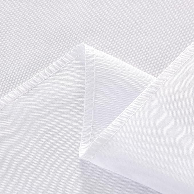 2-Pack Round 120-inch White Table Cloths, Solid Stain and Wrinkle Resistant Circular Tablecloth, Premium Plain Weave Polyester Fabric Table Linen Covers for Hotel, Banquet