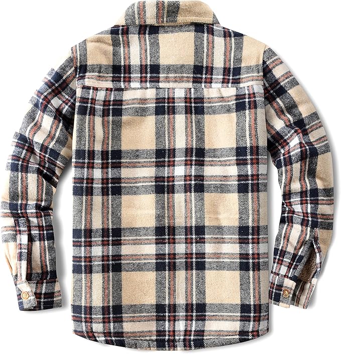 Men's Cotton Sherpa Lined Button Down Flannel Shirt Jacket Plaid Soft Outdoor Flannel Jacket Shirt
