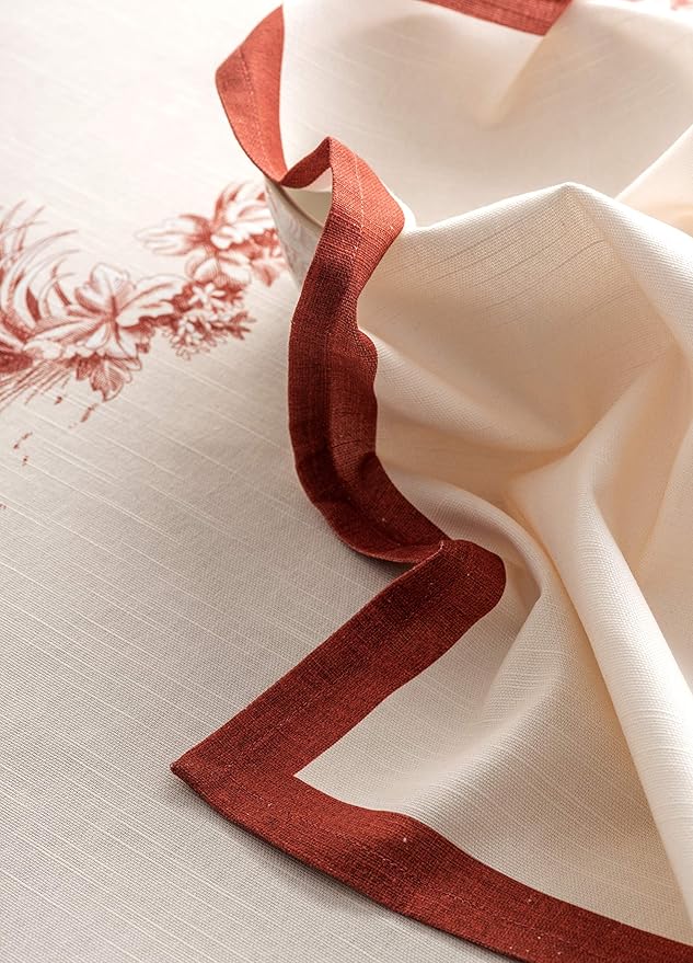 Maison d' Hermine Cloth Napkins Set of 4 100% Cotton for Thanksgiving Christmas Decorations Everyday Reusable Square Fall Napkins Cloth Washable Dinner Party (Holy Jouy - Red, 20"x20")