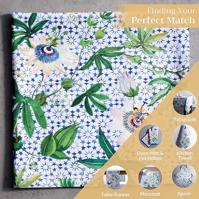 Maison d' Hermine Cloth Napkins Set of 4 100% Cotton Everyday Reusable Square Napkins Cloth Washable Dinner Party Wedding Restaurant Valentines Day Decorations Spring/Summer (Passiflora, 20" x 20")