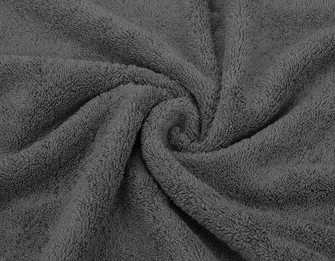 American Soft Linen Luxury 6 Piece Towel Set, 2 Bath Towels 2 Hand Towel 2 Washcloths, 600 GSM 100% Cotton Turkish Towels for Bathroom, Dark Gray Towel Sets