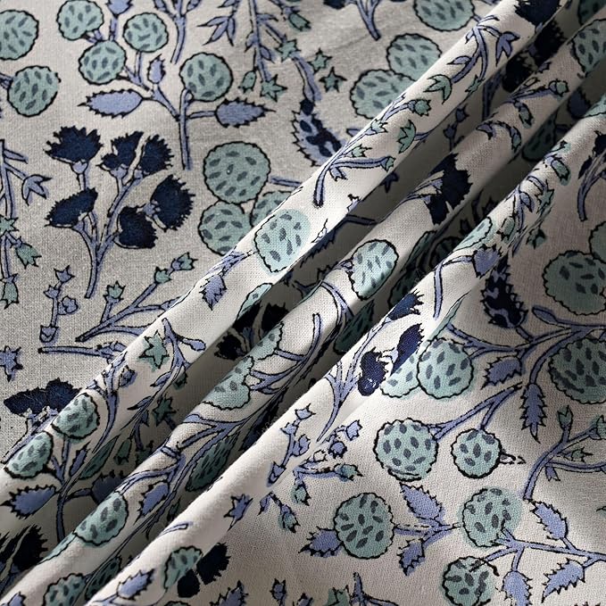 Ridhi Block Print Round Denim Blue Reusable Tablecloth 100% Cotton 132" Inch Decorative Table Cover eveyday Dining, Home, Party, Wedding, Farmhouse Gift for Spring, Easter, Valentine