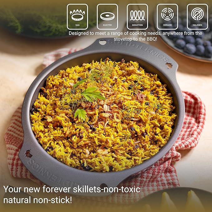 SOLIDTEKNICS AUS-ION 10-inch Oven-to-Table Skillet - Lightweight, Versatile Cookware for Frying, Baking, Grilling - Seamless Transitions from Stovetop to Table Performance Made in Australia