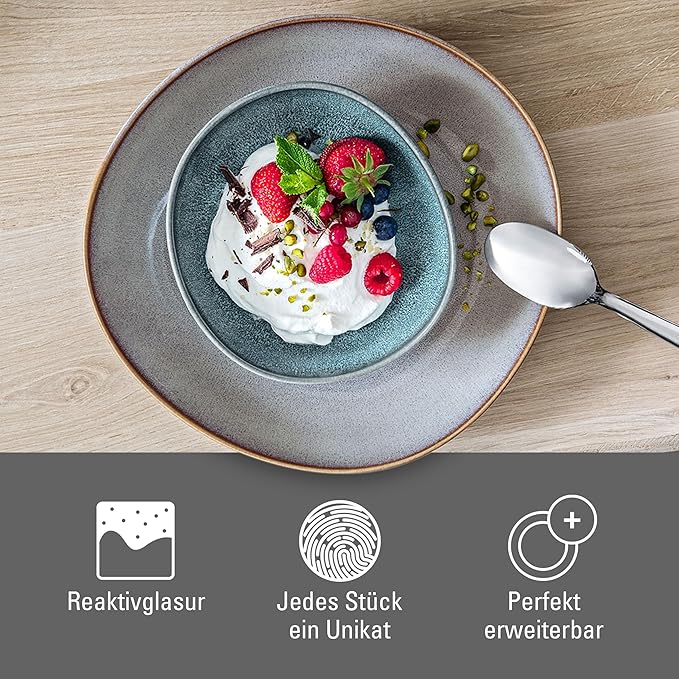 Like. By Villeroy and Boch – Lave Beige Shallow Bowl, 11 x 10.75 x 1.75 in, Beautiful Bowl Made From Stoneware For Side dishes and Larger Meals, Dishwasher and Microwave-Safe
