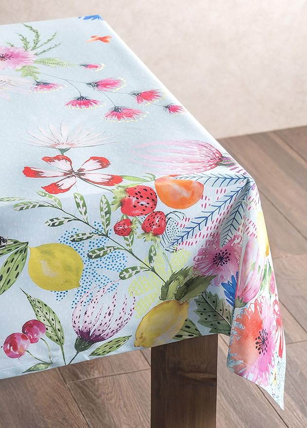 Maison d' Hermine Table Cloth Square Table 100% Cotton 54 x 54 Inches Tablecloth Reusable Decorative for Dining Room Farmhouse Home Valentines Day Decorations Spring Summer - Jardin D'Ete - Mint