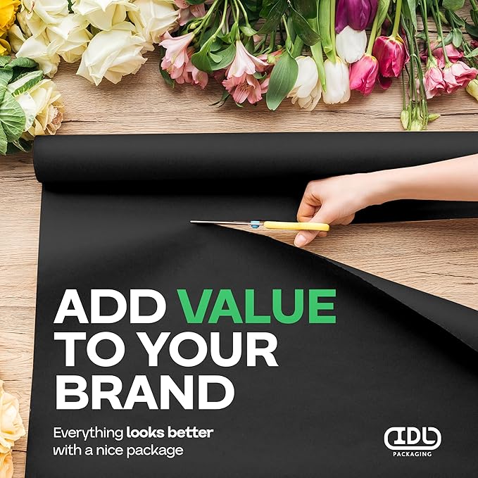 Black Kraft Paper Roll 36" x 1200" (100 feet) with Cutter - USA-Made Quality Paper 50lb Thickness for Wrapping, Packing, Moving, Shipping, & Crafts/Arts - Natural Kraft Material by IDL Packaging