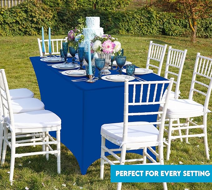 Utopia Kitchen Spandex Tablecloth 2 Pack [4FT, Royal Blue] Tight, Fitted, Washable and Wrinkle Resistant Stretch Table Cloth Rectangle Cover for Trade Show, Weddings & Parties [48Lx30Wx30H Inch]