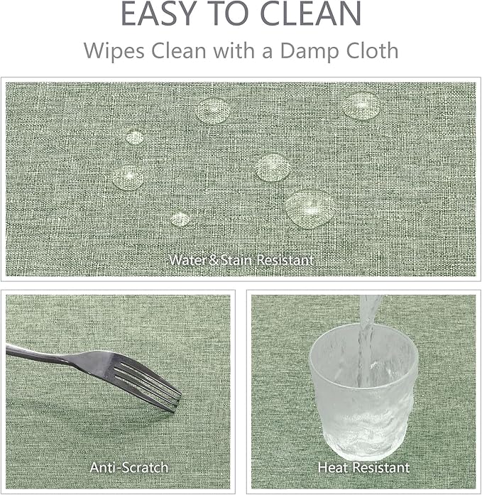 Rectangle Tablecloth Waterproof Linen Textured Table Cloth Stain and Wrinkle Resistant Washable, Decorative Fabric Table Cover for Dining, Party and Camping (Sage Green, 52 * 70)