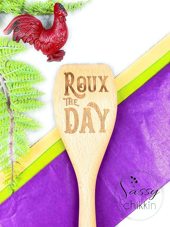 Fleur de Lis or Roux the Day or Peace Love & Gumbo Wooden Cooking Spoon, Choice of Engraved Wooden Spoons, Cajun Roux Spoons, New Orleans Louisiana Cooking Stocking Stuffer