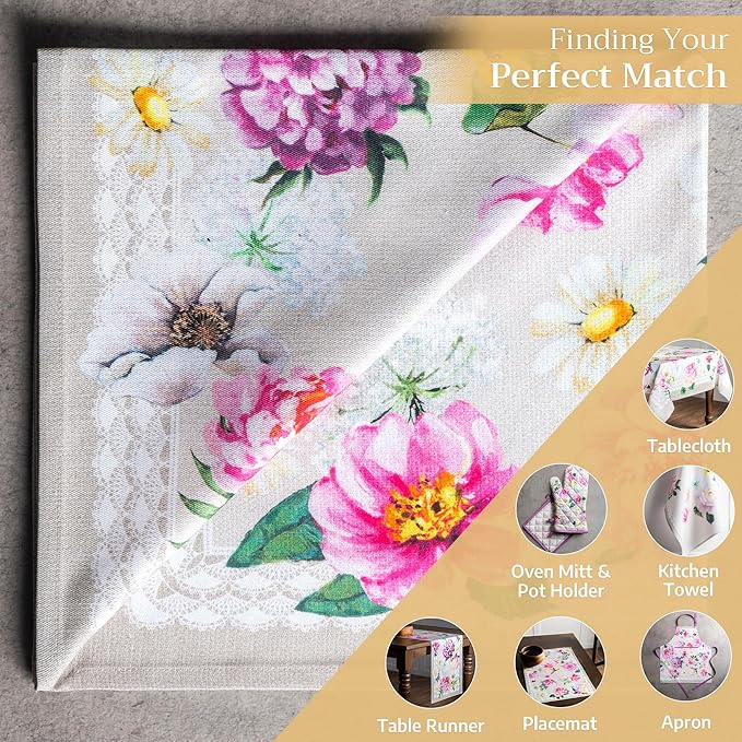 Maison d' Hermine Cloth Napkins Set of 4 100% Cotton Everyday Reusable Square Napkins Cloth Washable Dinner Party Wedding Restaurant Valentines Day Decorations Spring/Summer (Pivoine, 20" x 20")