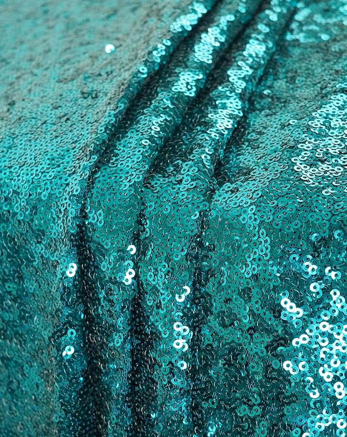 Eternal Beauty Teal Tablecloth, 60x120 Inch Sequin Rectangle Table Cover for Cake Dessert Exhibition Party Birthday Events