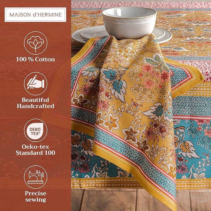 Maison d' Hermine Cloth Napkins Set of 4 100% Cotton Everyday Reusable Square Napkins Cloth Washable Dinner Party Wedding Restaurant Valentines Day Decorations Spring/Summer (Marquise, 20" x 20")
