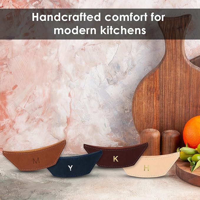 Northwind Personalized Engraved Leather Skillet Handle Cover – Custom Handcrafted Pot Holder Sleeve for Cast Iron Pans, Handmade in USA, Anniversary, Wedding, Housewarming, (Secondary Handle Cover)
