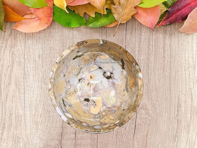 Conglomerate Jasper Crystal Bowl - 2 Inch Decorative Bowls for Room and Home Decor - Gemstone Healing Crystals for Elegant Display, Positive Energy Balance and Gift