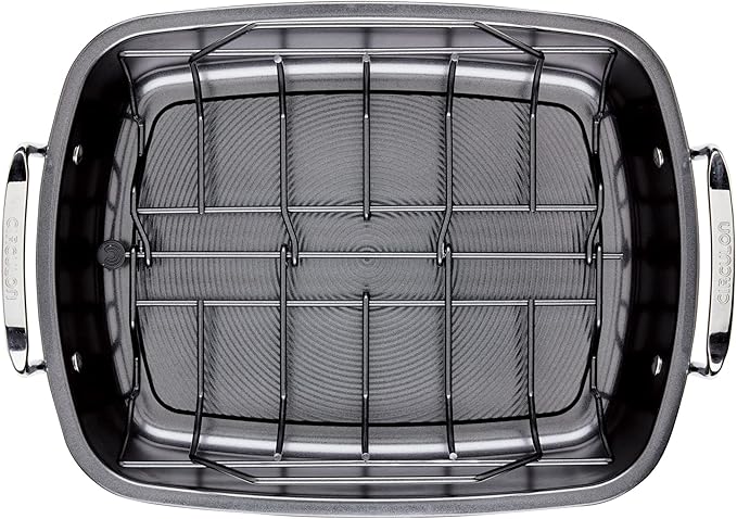 Circulon Ultra Lasting Nonstick Roaster/Roasting Pan with Easy Serve Rack, 17 Inch x 13 Inch, Black