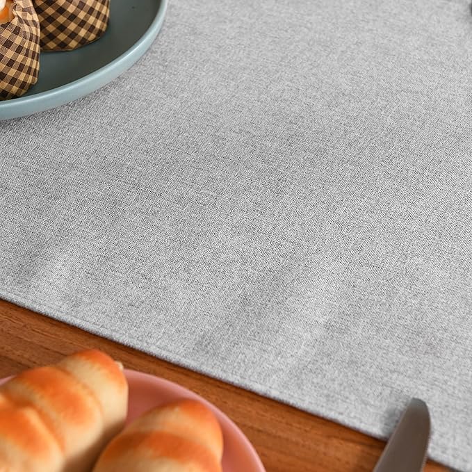 Table Runner 13 x 90 Inches Long, Cotton Linen Farmhouse Style Grey Table Linen for Kitchen Dining Coffee Table Parties Wedding Home Decor (Modern-Grey, 13” x 90”)