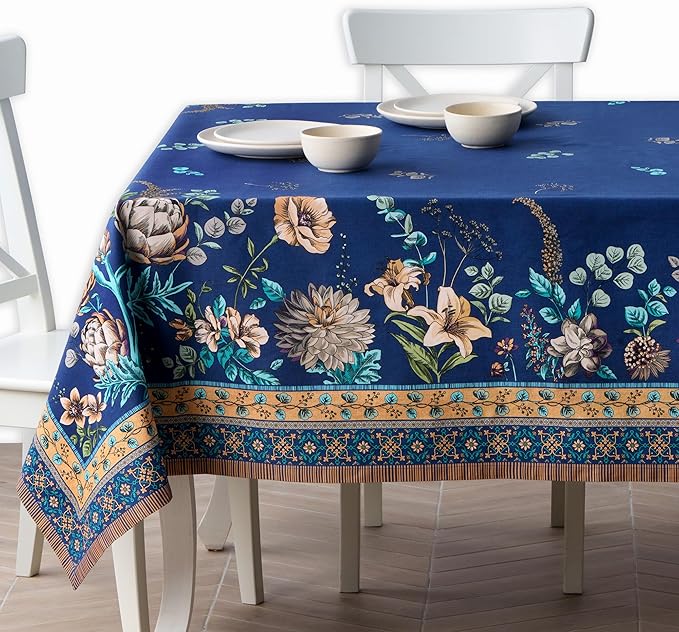 Maison d' Hermine Premium Table Cloth Rectangle Table 100% Combed Cotton 90 x 70 Inches Tablecloth Reusable Decorative for Dining Room, Farmhouse, Home, Party, Festive & Wedding - Artichoke