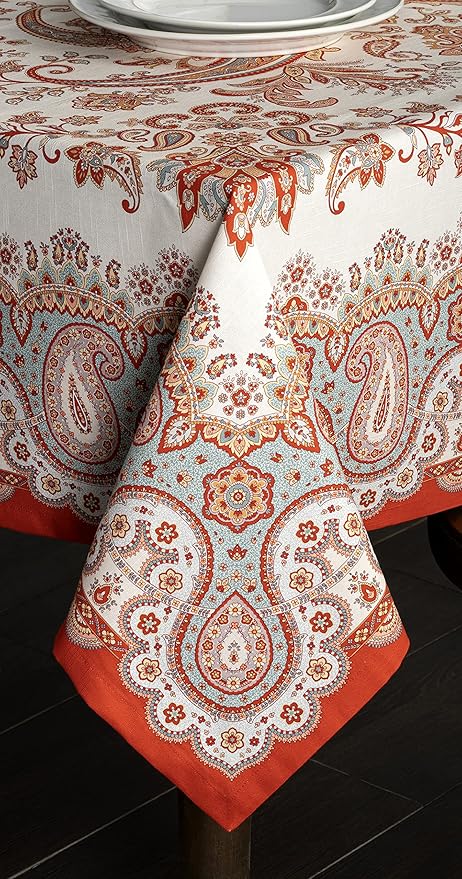 Maison d' Hermine Table Cloth Square Table 100% Cotton 60 x 60 Inches Fall Tablecloth Reusable Everyday Use for Thanksgiving Christmas Decorations Dining Farmhouse Party (Cachemire)