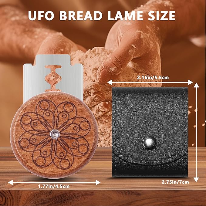 UFO Bread Lame Cutter for Homemade Sourdough,Bread Scorer Tool for Sourdough with 5 Blades and Case,Slashing Tool Bread Cutting Knife for Artisan Bread and Baguette Makers,Circle-black