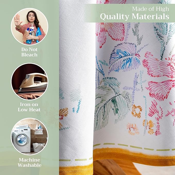 Maison d' Hermine Table Cloth Round Table 100% Cotton 63 Round Inches Tablecloth Reusable Decorative for Dining Room Farmhouse Home Valentines Day Decorations Spring Summer - Paradise Island