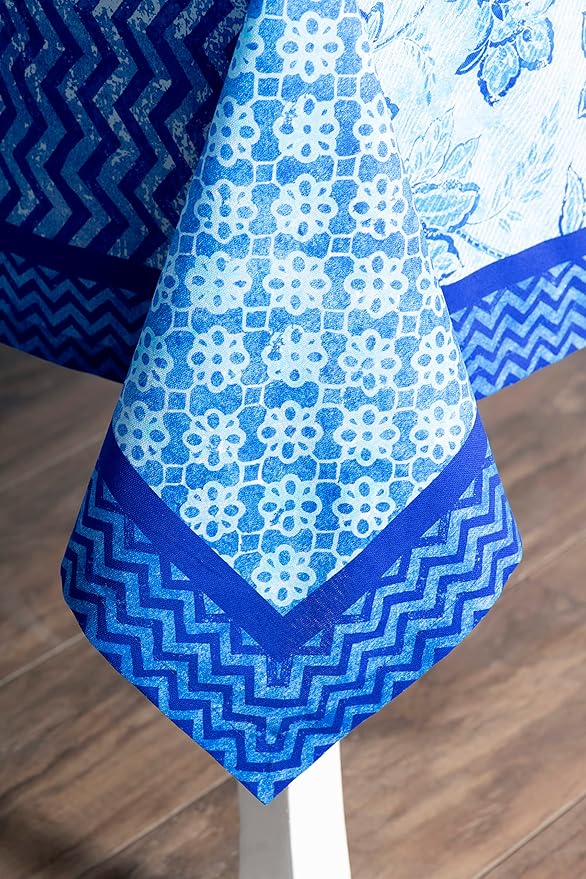 Maison d' Hermine Table Cloth Rectangle Table 100% Cotton 54 x 72 Inches Tablecloth Reusable Decorative for Dining Room Farmhouse Home Valentines Day Decorations Spring Summer - Indigo Love