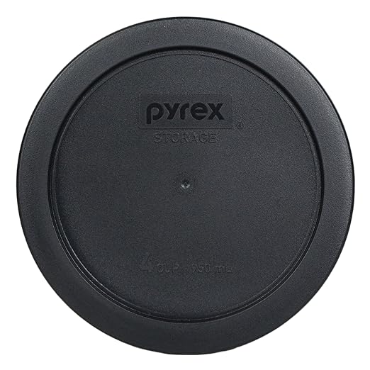 Pyrex 7201-PC 4-Cup Black Food Storage Replacement Lid (2-Pack) - Made in USA