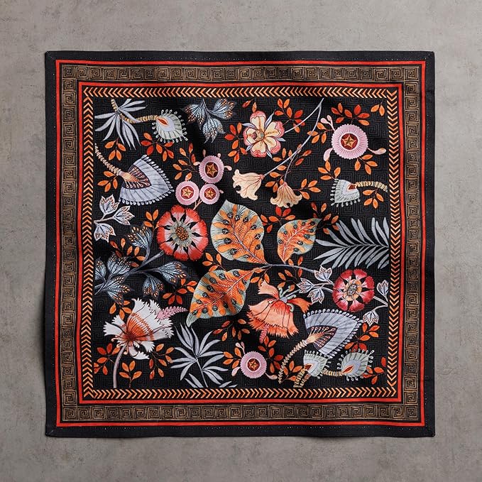 Maison d' Hermine Cloth Napkins Set of 4 100% Cotton Everyday Reusable Square Napkins Cloth Washable Dinner Wedding Restaurant Valentines Day Decorations Spring/Summer (Jacobean Florals, 18" x 18")
