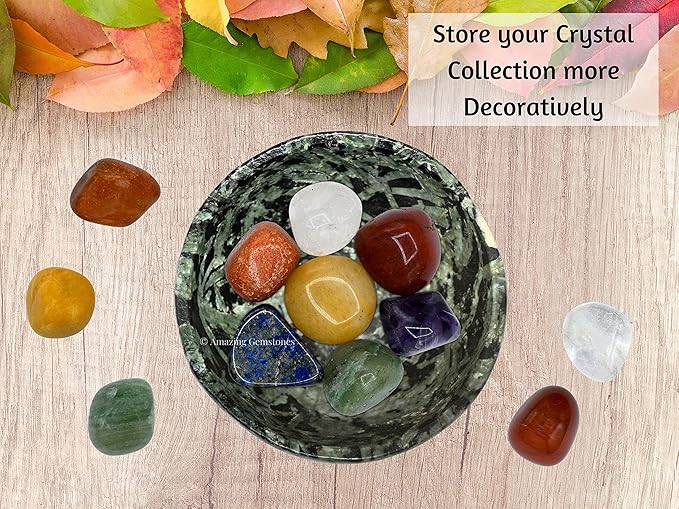Flower Stone Crystal Bowl - 2 Inch Decorative Bowls for Room and Home Decor - Gemstone Healing Crystals for Elegant Display, Positive Energy Balance and Gift