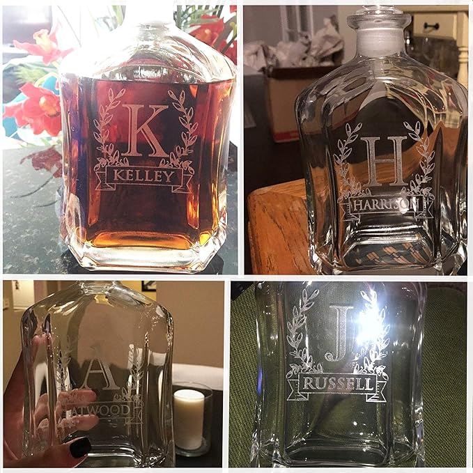 Bormioli Rocco Capitol Decanter 23.75 Oz - Engraved Monogram Personalized Clear