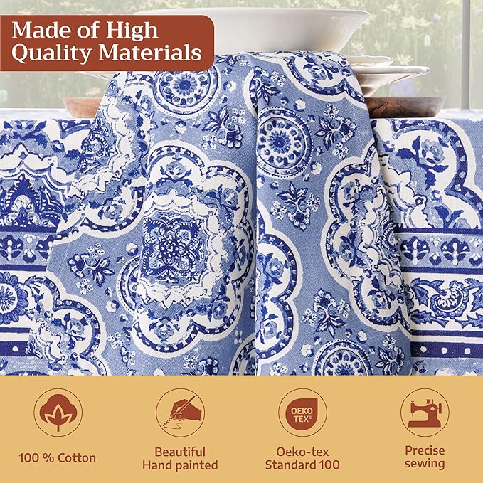 Maison d' Hermine Cloth Napkins Set of 4 100% Cotton Everyday Reusable Square Napkins Cloth Washable Dinner Party Wedding Restaurant Valentines Day Decorations Spring/Summer(Melodie Bleue, 20" x 20")