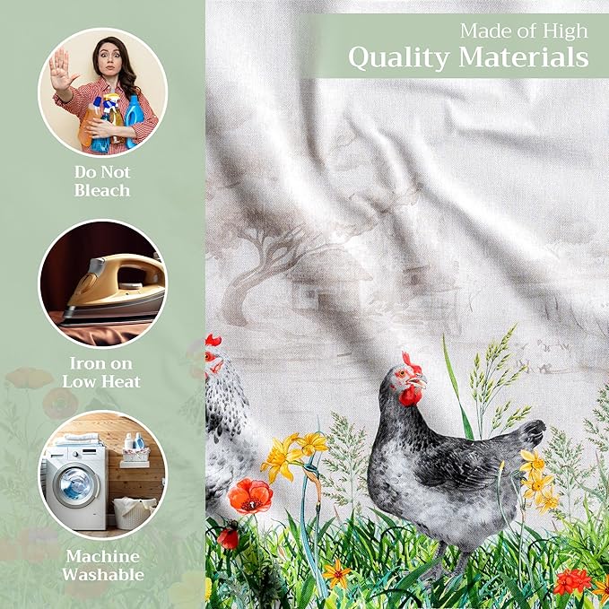 Maison d' Hermine Cloth Napkins Set of 4 100% Cotton Everyday Reusable Square Napkins Cloth Washable Dinner Party Wedding Restaurant Valentines Day Decorations Spring/Summer (Basse Cour, 20" x 20")